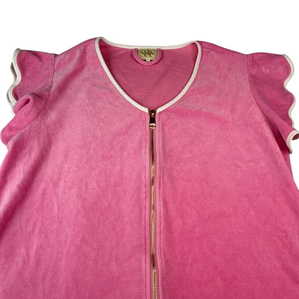 SSYS The Label Pink Velour Zip Cover Up Dress Robe Barbiecore Y2K Resort XL